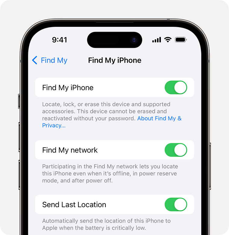 Enable Find My iPhone Feature