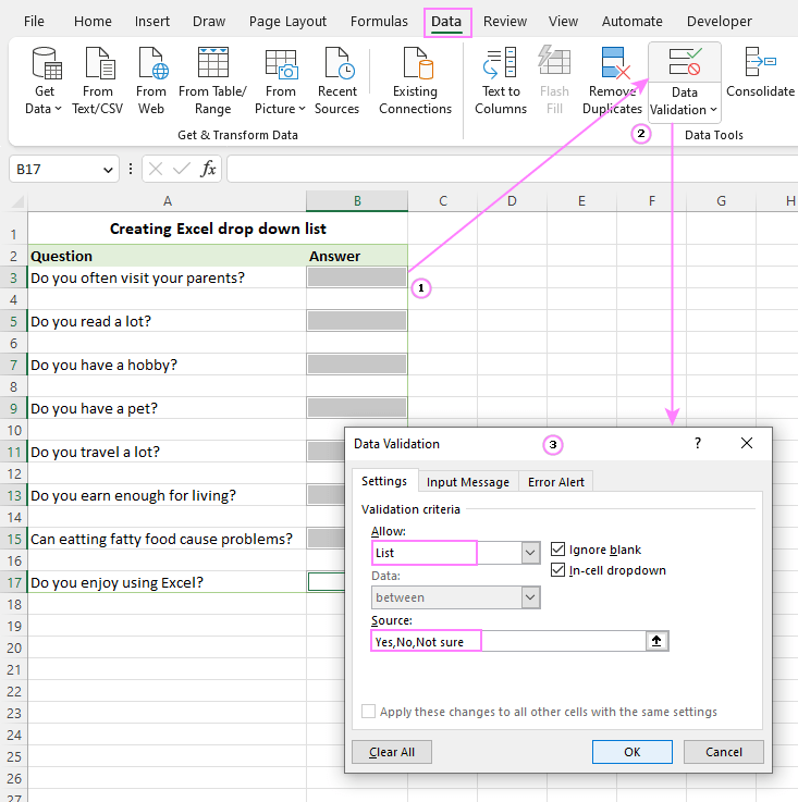 How to Make Drop Down List in Excel