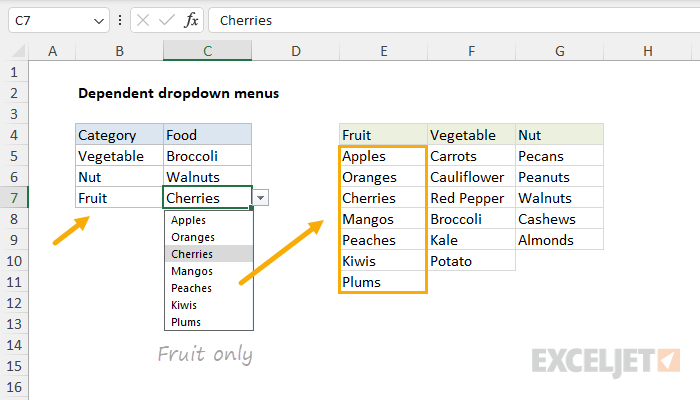 Excel Dropdown Example