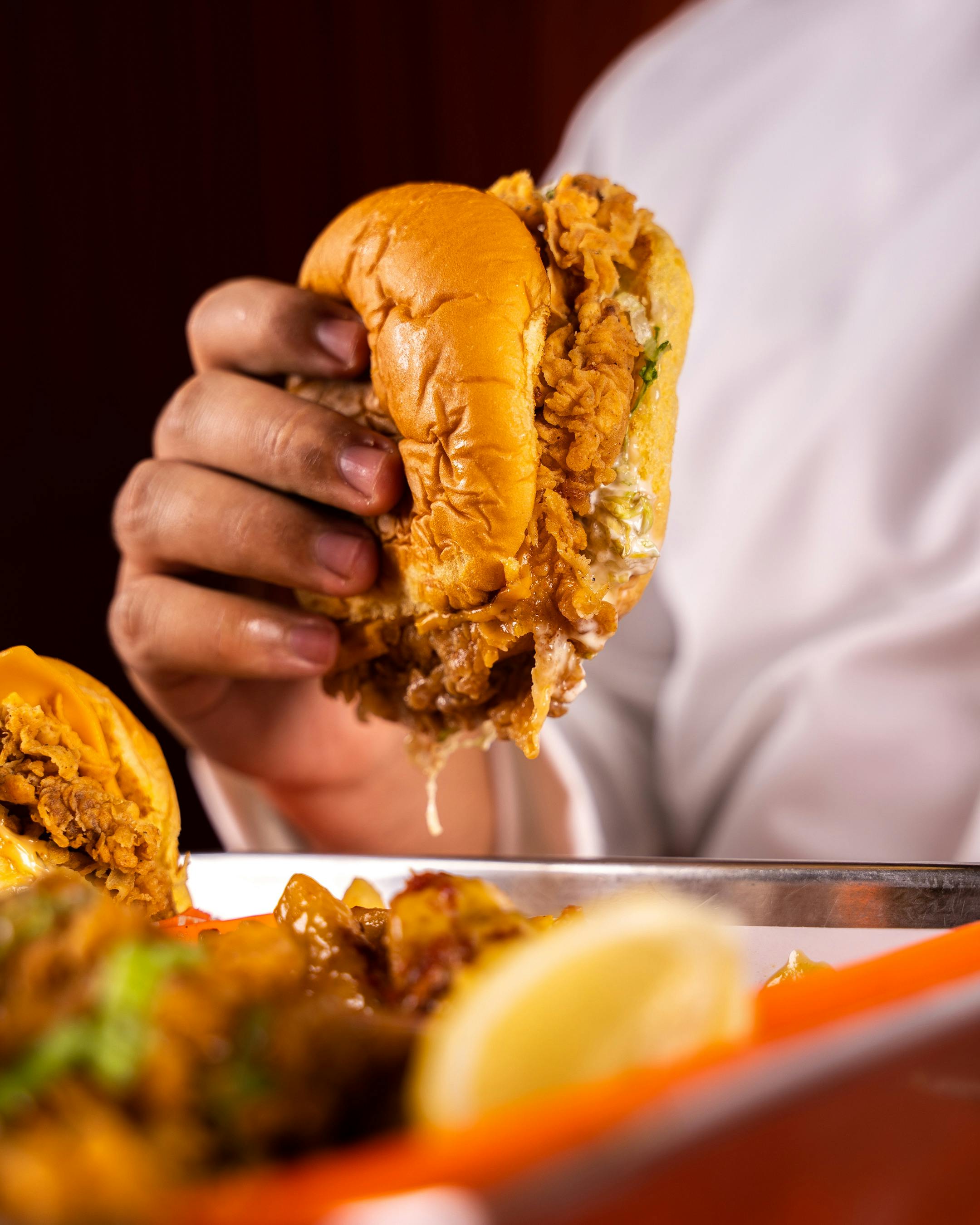 Delicious fried chicken legs served with sides